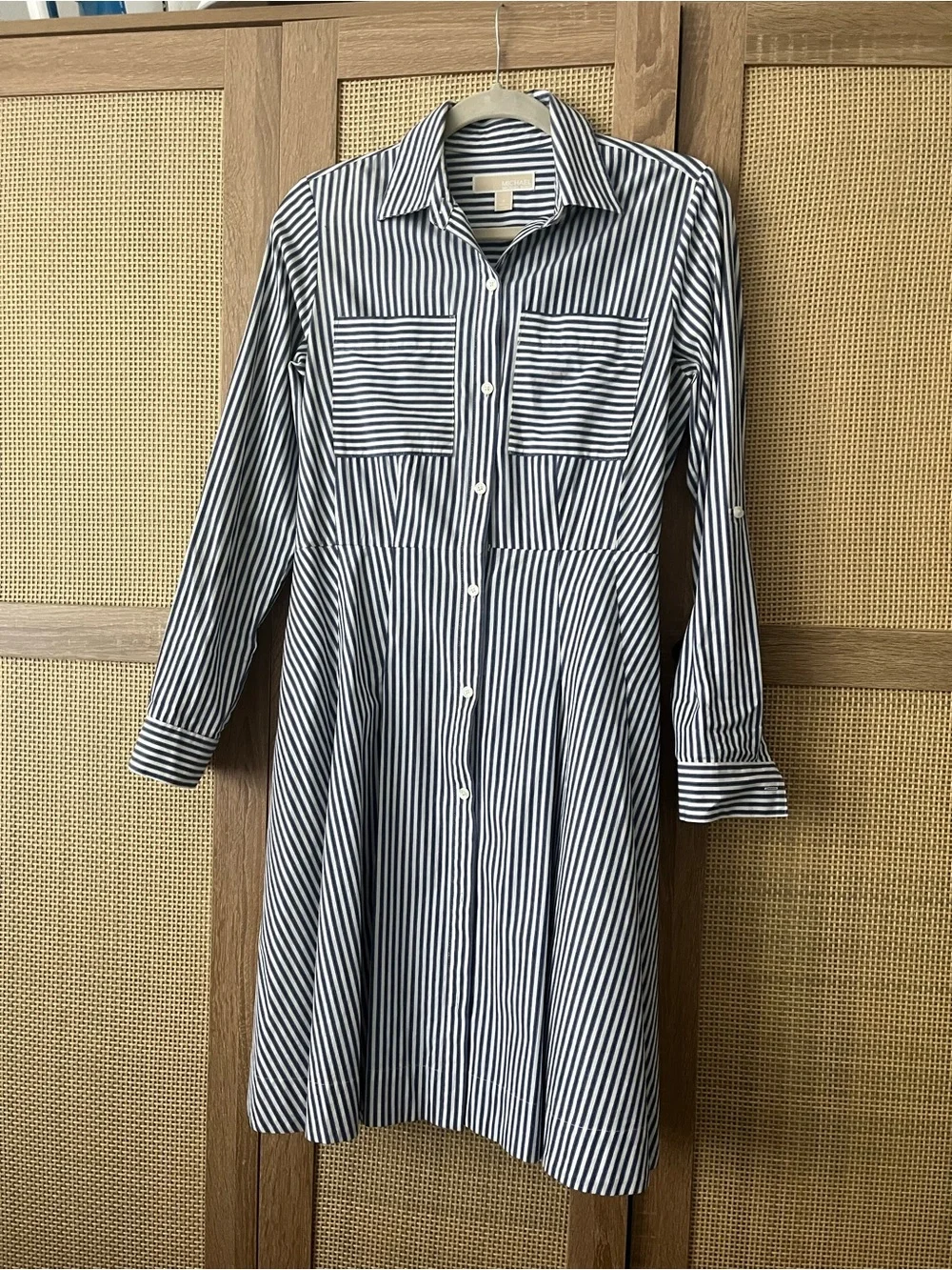 Michael Kors Navy and White Striped Shirt-Dress